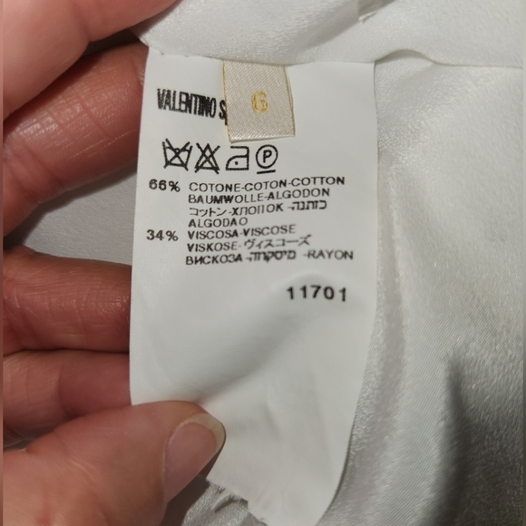 VALENTINO White Blazer Jacket Eyelet Cotton Viscose Long Sleeve Lined Size 6 - Picture 16 of 17